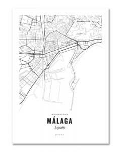 Poster Malaga stad - city map